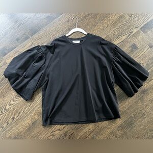 COS Black Boxy Oversized Blouse with Puffy Sleeves